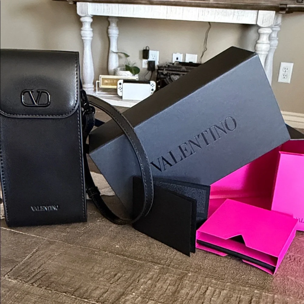 Valentino V Hexagon Glasses and  Black Leather Crossbody